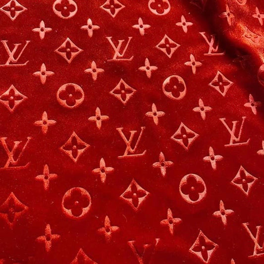 Designer Red LV Velvet 1 Yard